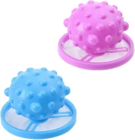 Floating Hair Removal Mesh Bag with Silicone BallReusable Pet Fur Catcher for LaundryLint Trap and Filter for Washing Machine, Portable Washer Cleaning Tools (2 Pack, Blue   Purple)