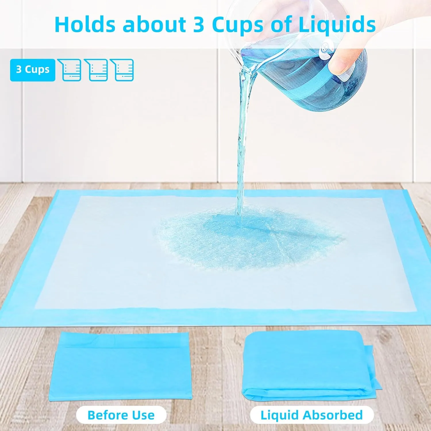 FluffyDream Super Absorbent Waterproof Dog and Puppy Pet Training Pad, Housebreaking Pet Pad,Blue (17"X23.6"(100PCS))