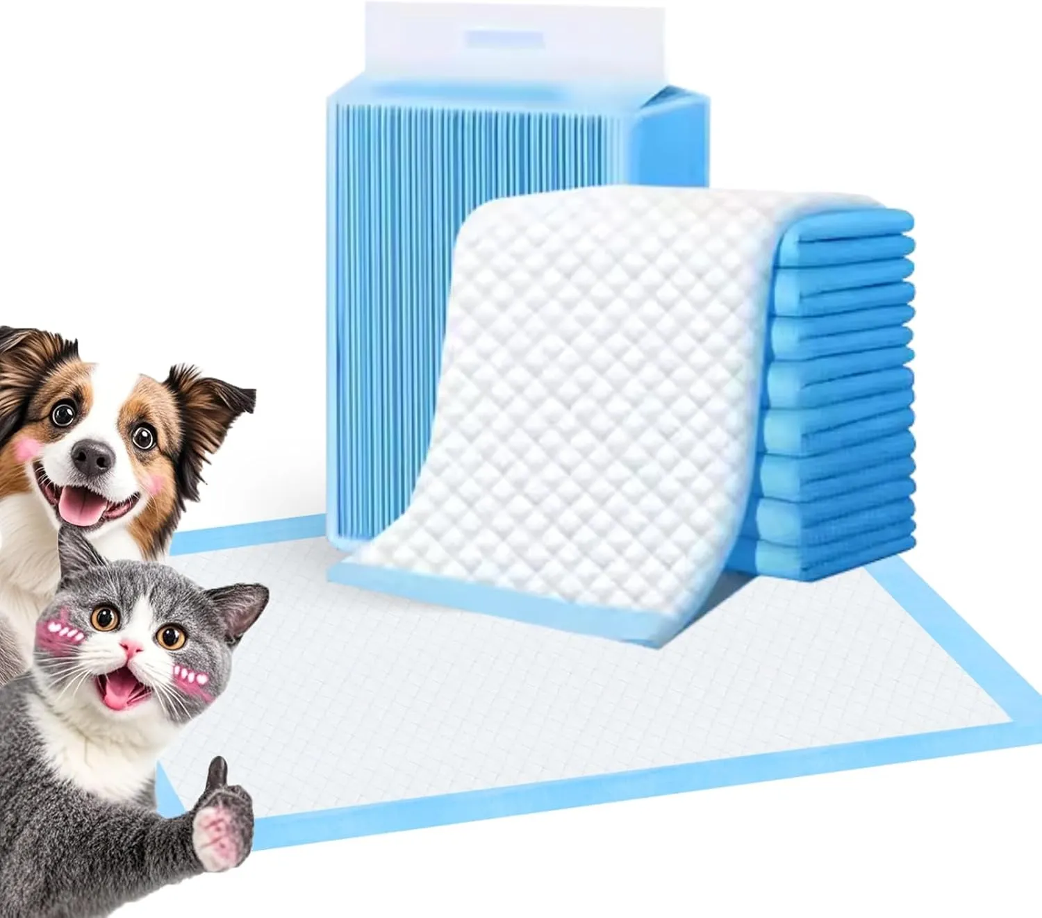 FluffyDream Super Absorbent Waterproof Dog and Puppy Pet Training Pad, Housebreaking Pet Pad,Blue (17"X23.6"(100PCS))
