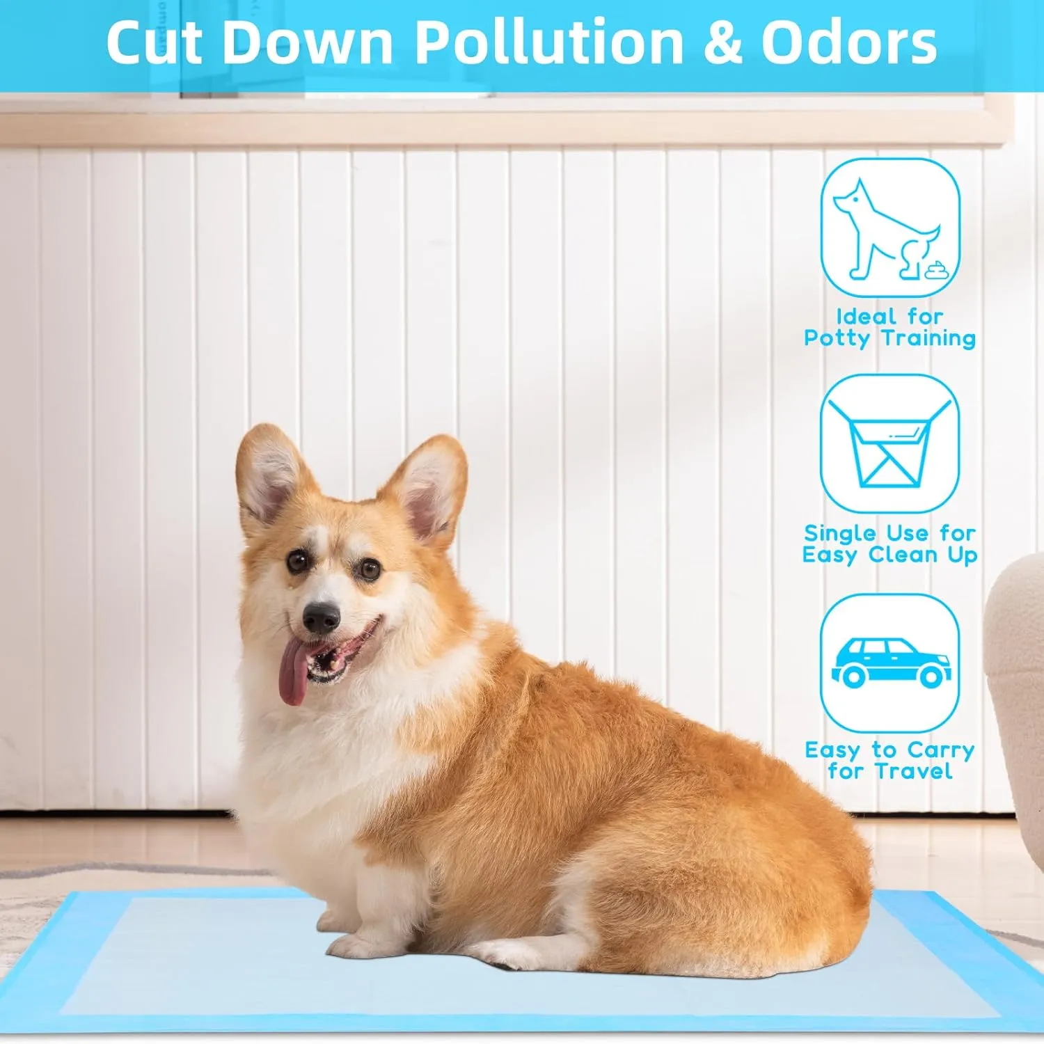 FluffyDream Super Absorbent Waterproof Dog and Puppy Pet Training Pad, Housebreaking Pet Pad,Blue (17"X23.6"(100PCS))