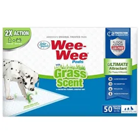 Four Paws Wee-Wee Pads with Grass Scent Dog Training Pads - 22 X 23 In - 50 Pack