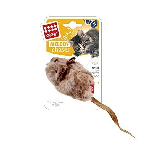 Gigwi Chirpy Cat Mouse Toy Squeak- Cat Toys Interactive Squeaking Mouse Cat Toy Melody Chaser Play N Squeak Kitten Toy, Mouse Sound Cat Toy for Boredom