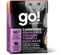 Go! Carnivore Grain Free Chicken, Turkey   Duck Pate for cats 