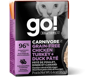 Go! Carnivore Grain Free Chicken, Turkey   Duck Pate for cats 