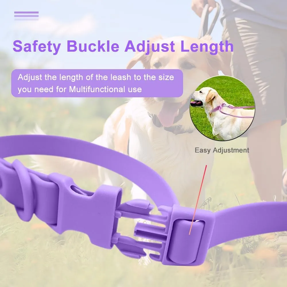 Hands Free Dog Leash, 4-7.5 FT PVC Waterproof Multifunctional Dog Leash Adjustable Lengths for Handless Walking Training Running with Cross Body, Over Shoulder, Waist and Belt Leash (Pale Purple)