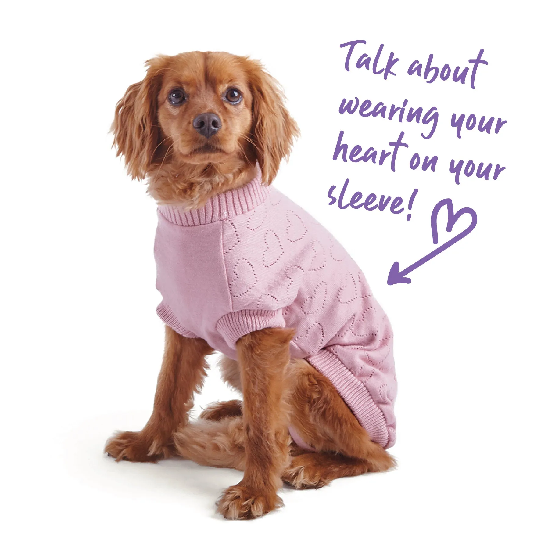 Heart Knit Dog Jumper - Pink