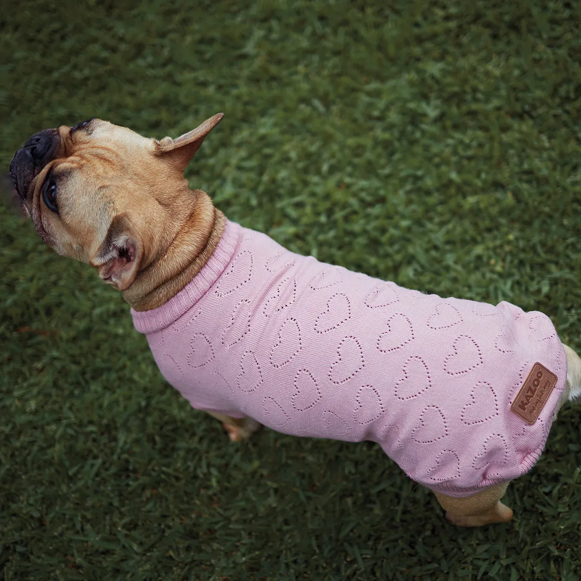 Heart Knit Dog Jumper - Pink