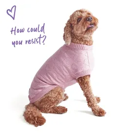 Heart Knit Dog Jumper - Pink