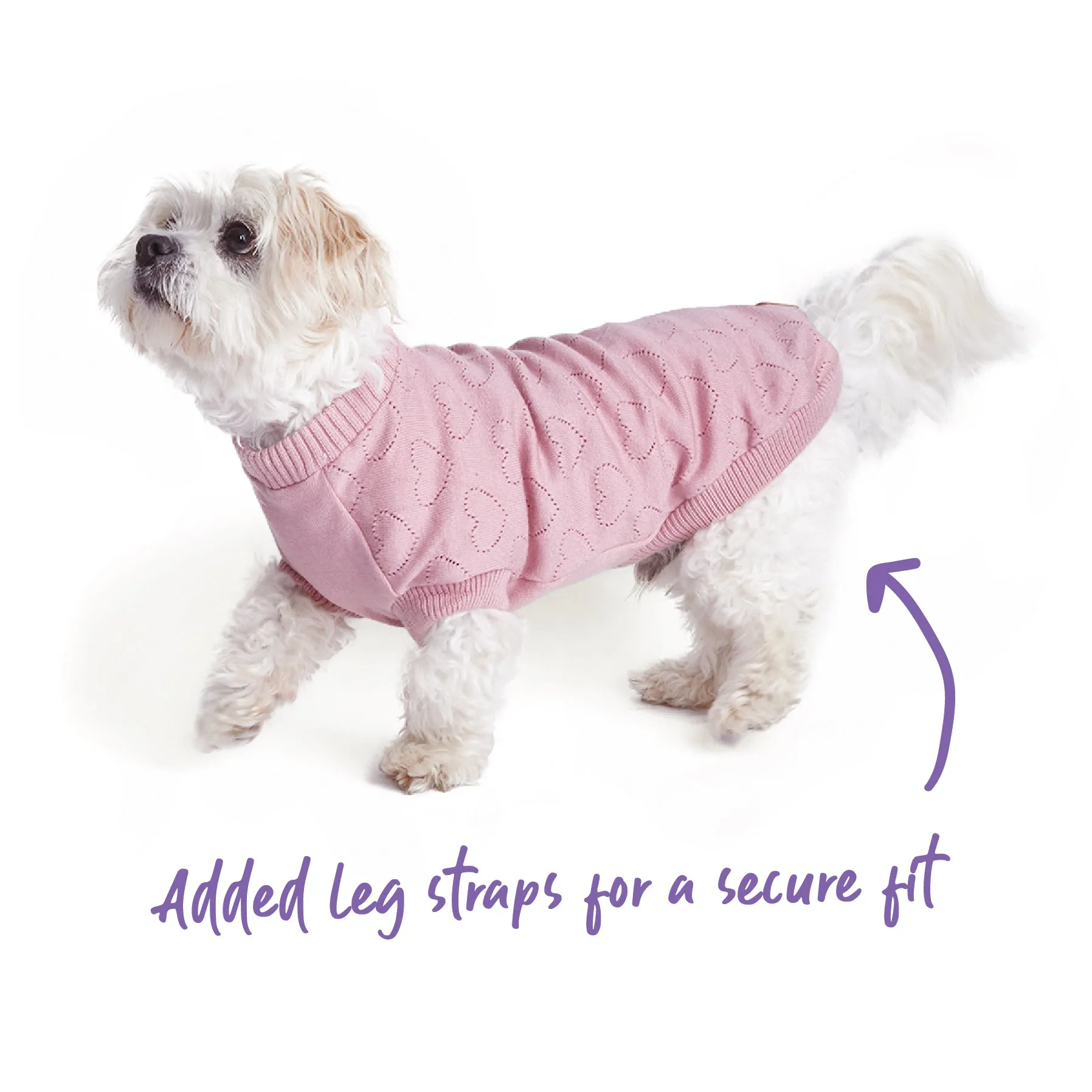 Heart Knit Dog Jumper - Pink