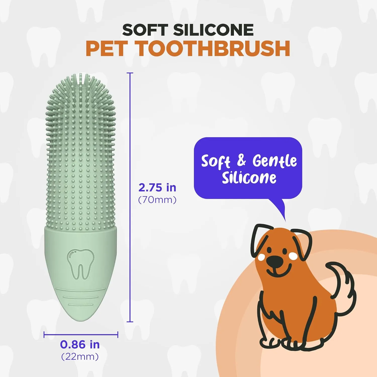 Jack & Milo Soft Silicone Finger Toothbrush for Dogs  Gentle & Effective Oral Care for Small Dogs, Puppies & Cats  Long-Lasting & Easy to Use  Blue  Ideal for Baby Pets