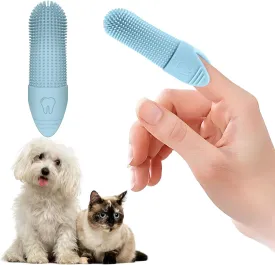 Jack & Milo Soft Silicone Finger Toothbrush for Dogs  Gentle & Effective Oral Care for Small Dogs, Puppies & Cats  Long-Lasting & Easy to Use  Blue  Ideal for Baby Pets