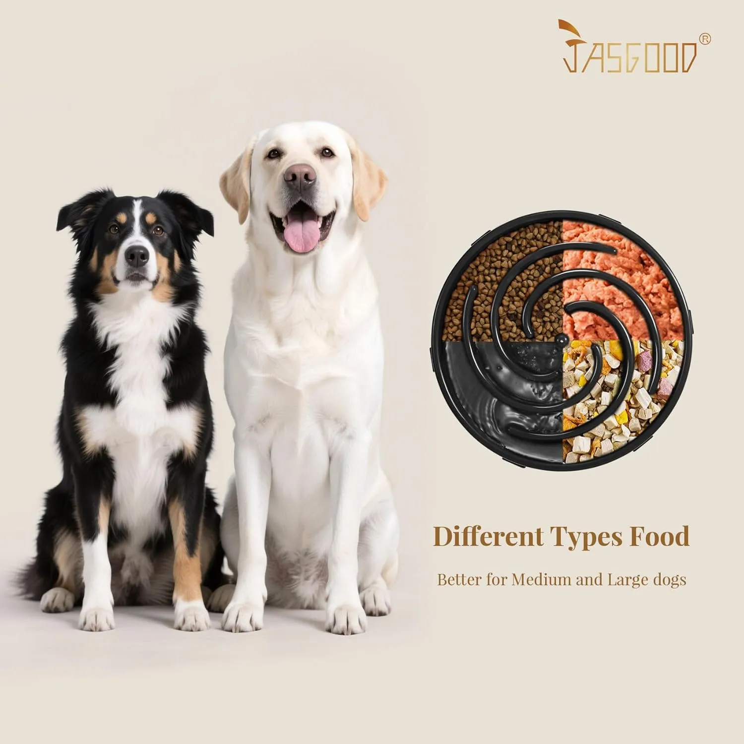 JASGOOD Slow Feeder Dogs Bowl for Large Medium Dogs,Anti-Gulping Pet Slower Food Feeding Bowls Stop Bloat,Preventing Choking