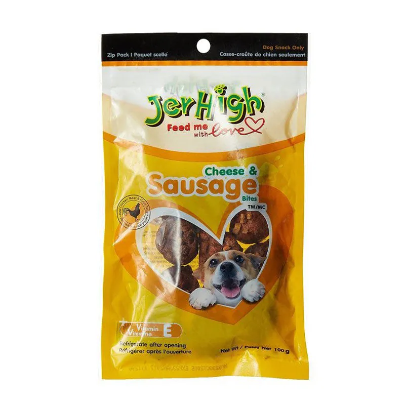 JerHigh Cheese and Sausage Stick with Real Chicken Meat Treats for Dog, 100 g (Pack of 6)