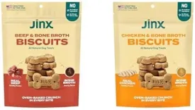 Jinx Oven-Baked Dog Treats Bundle - Beef & Chicken Bone Broth Biscuits with Superfoods, 16oz Each (2-Pack)