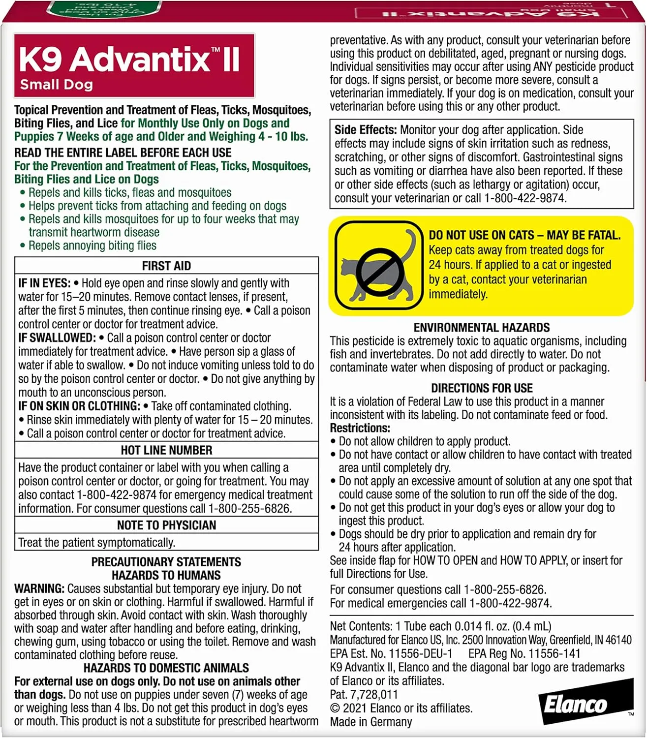 K9 Advantix II Small Dog Vet-Recommended Flea, Tick & Mosquito Treatment & Prevention | Dogs 4-10 lbs. | 1-Mo Supply