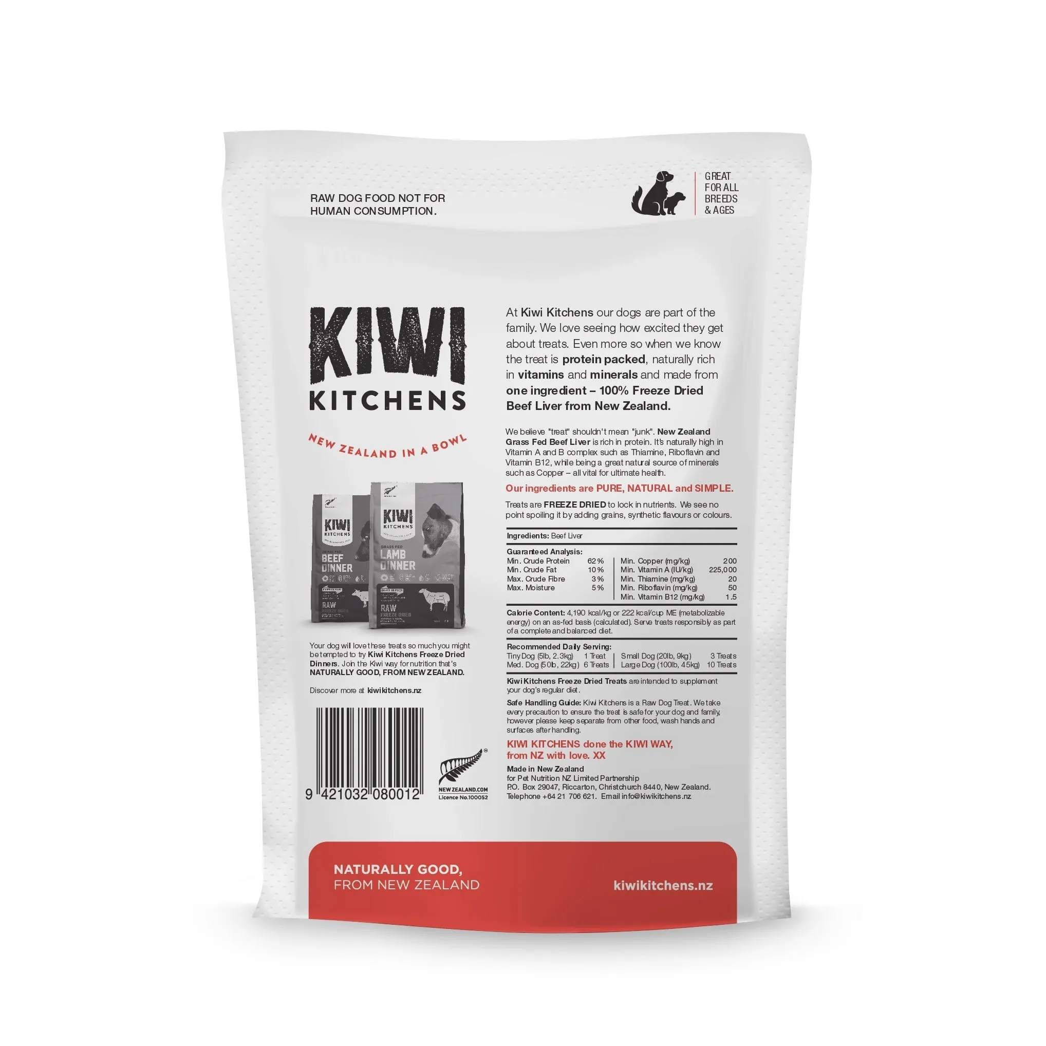 Kiwi Kitchens Beef Liver Freeze Dried Dog Treats 100g