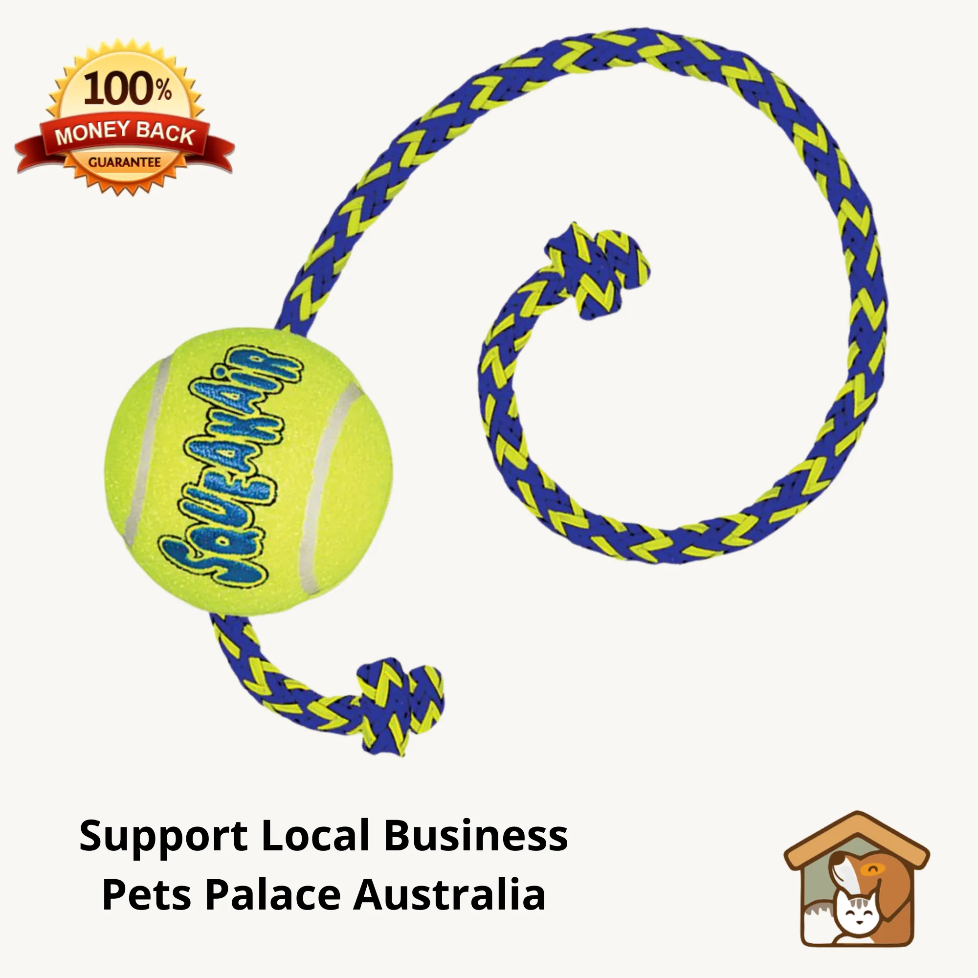 KONG Air Squeaker Ball With Rope Dog Toy