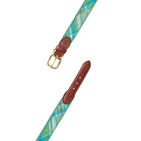 Madras on Green Fabric Dog Collar