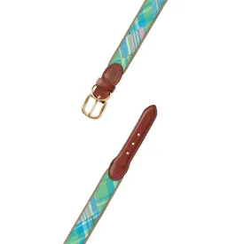 Madras on Tan Fabric Dog Collar