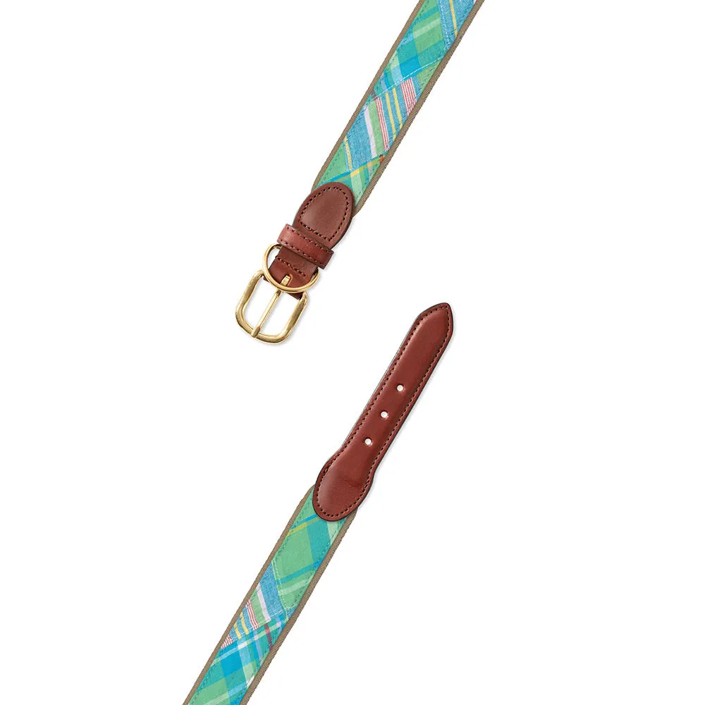 Madras on Tan Fabric Dog Collar