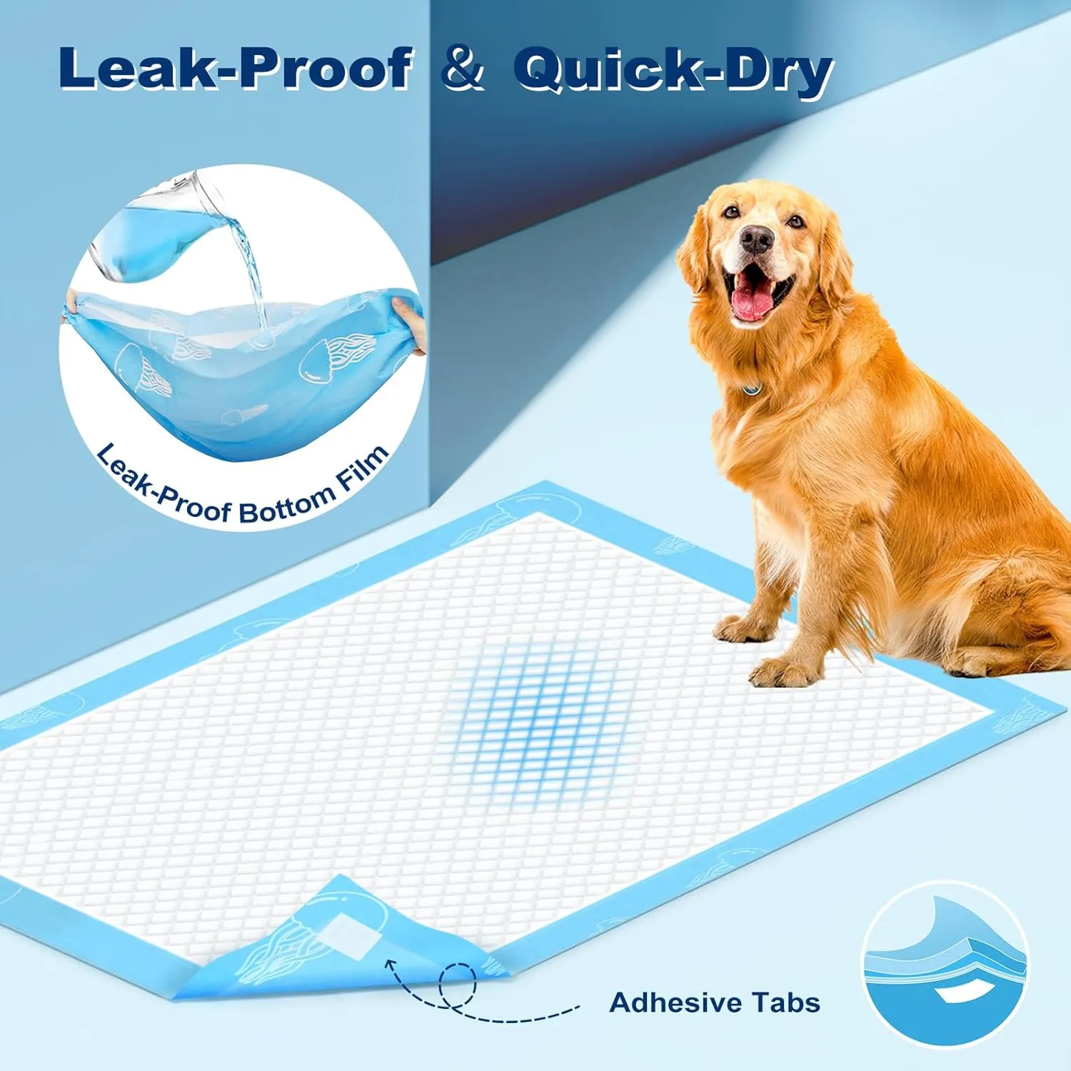 MIZOK Dog Pads Extra Large 30x36in Puppy Pads XL Super Absorbent, Potty Pads with 6-Layer Leak-Proof and Quick-Dry Surface, Wee Wee Pads for Dogs Scented with Jellyfish Pattern(40 Counts)
