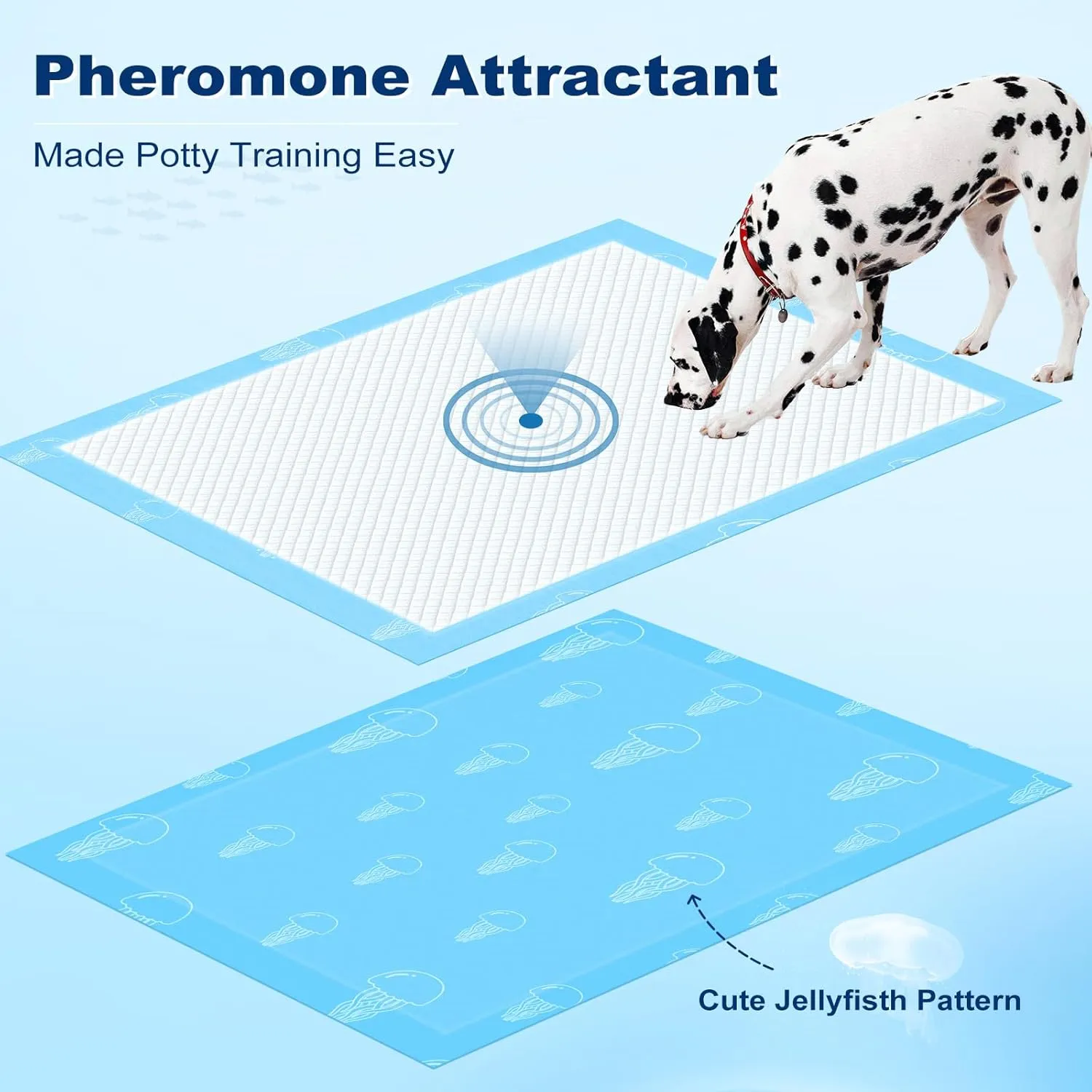 MIZOK Dog Pads Extra Large 30x36in Puppy Pads XL Super Absorbent, Potty Pads with 6-Layer Leak-Proof and Quick-Dry Surface, Wee Wee Pads for Dogs Scented with Jellyfish Pattern(40 Counts)