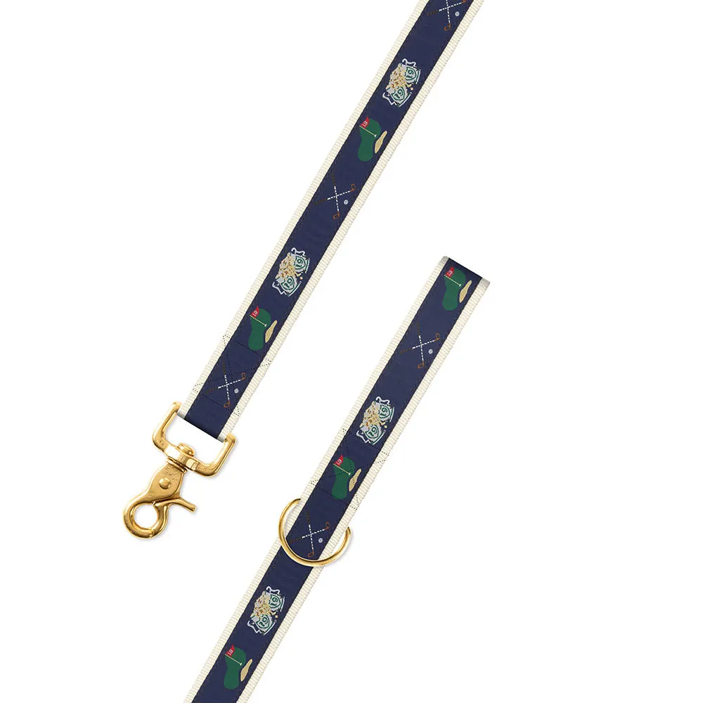 Navy & Natural Golf Motif Dog Leash
