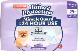 New! Hartz Home Protection Miracle Guard Lavender Scented USA Made Dog Pads, Regular Size 25 Count, 24 Hour Use, Won't Leak and Odor Eliminating