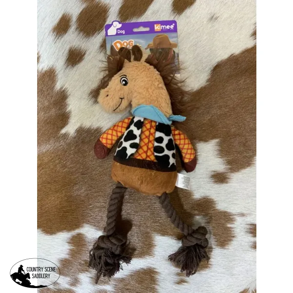New!  Western Rope and Plush Squeaky Dog Toy - Horse Product ID: KM-08142