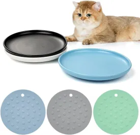 Non-Slip Ceramic Cat Bowls 3 Pack, Wide Shallow Plates for Whisker Stress Relief, Easy-to-Clean Dishes