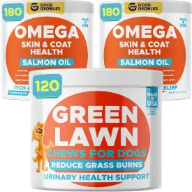 Omega 3   Grass Burn Spot Dogs Bundle - Skin&Coat   Pee Lawn Spot Saver - EPA&DHA Fatty Acids   w DL-Methionine - Heart, Hip& Joint Support   Dog Pee Lawn Repair - 480 Chews - Made in USA