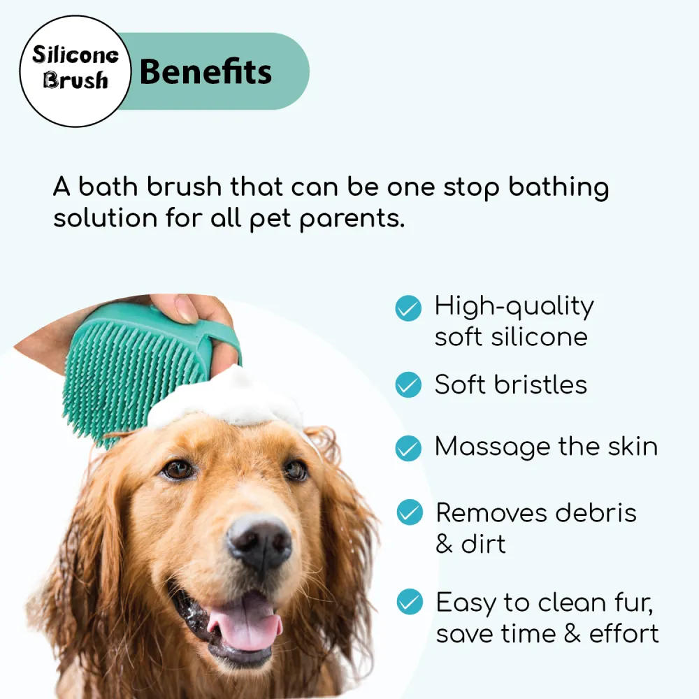 Papa Pawsome Shampoo Bath Silicone Brush for Dogs and Cats