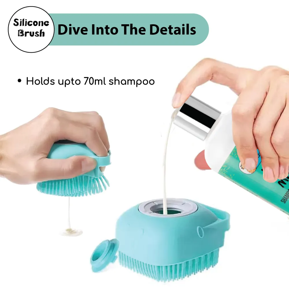 Papa Pawsome Shampoo Bath Silicone Brush for Dogs and Cats