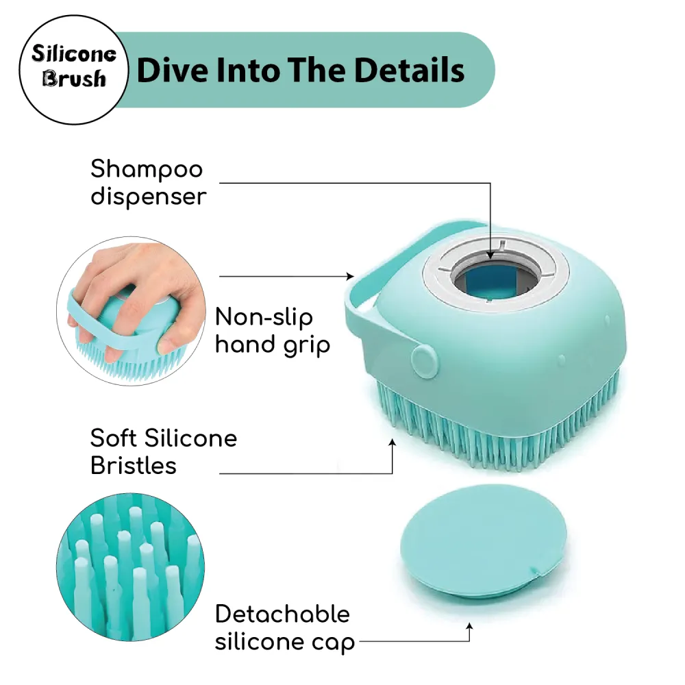 Papa Pawsome Shampoo Bath Silicone Brush for Dogs and Cats