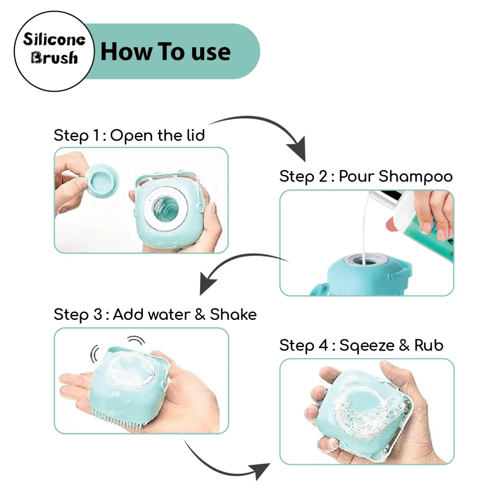 Papa Pawsome Shampoo Bath Silicone Brush for Dogs and Cats