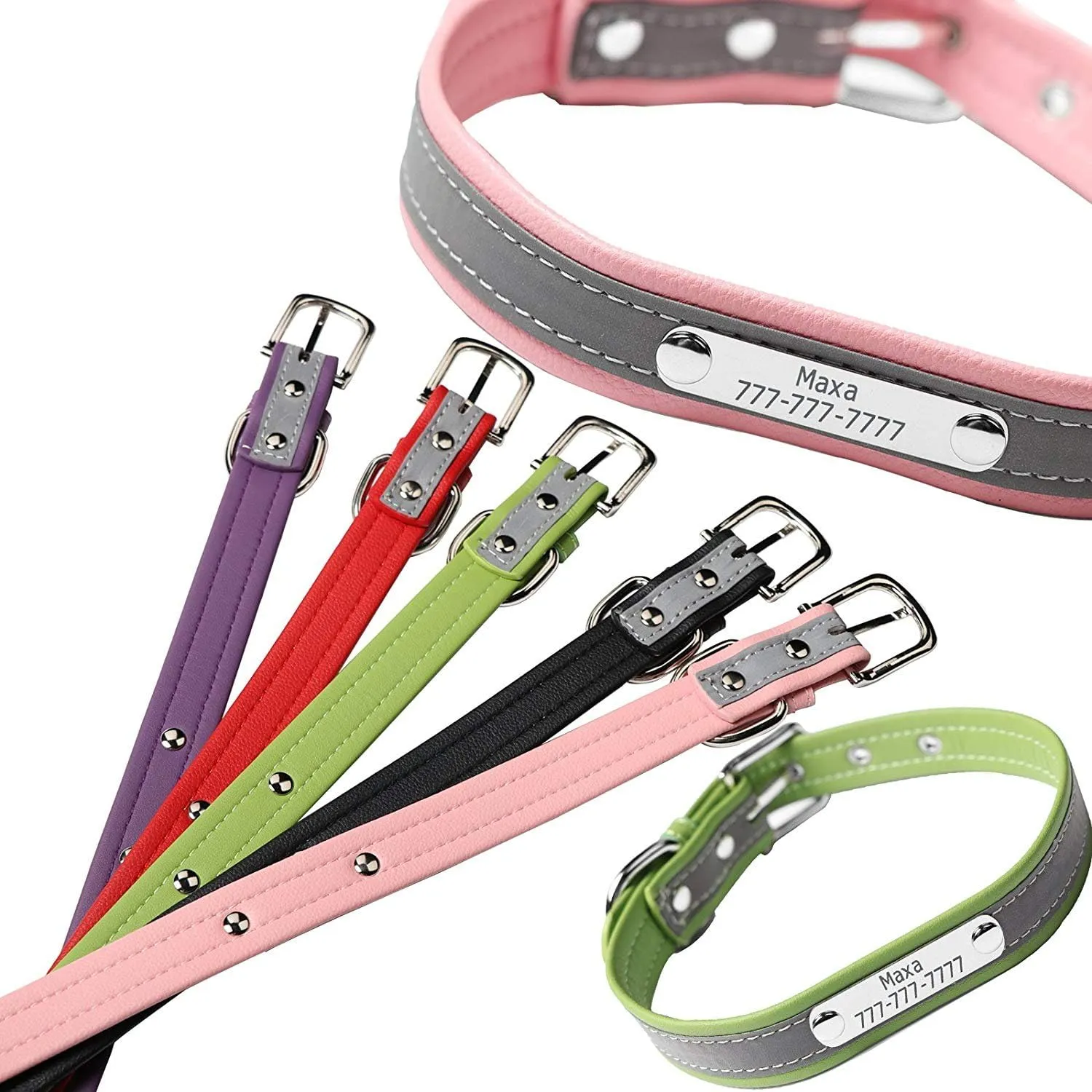 Personalized Reflective Cat Collars with Name Tag and Plated,Engraved Custom Cat Collar with Name and Phone,Kitten Collar with Safety Buckle Adjustable for Cats and Kitten(Black)