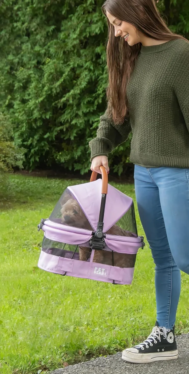 Pet Gear No-Zip View 360 Ultra Lite Pet Safety Carrier & Car Seat for Small Dogs & Cats Push Button Entry, 15", Larkspur