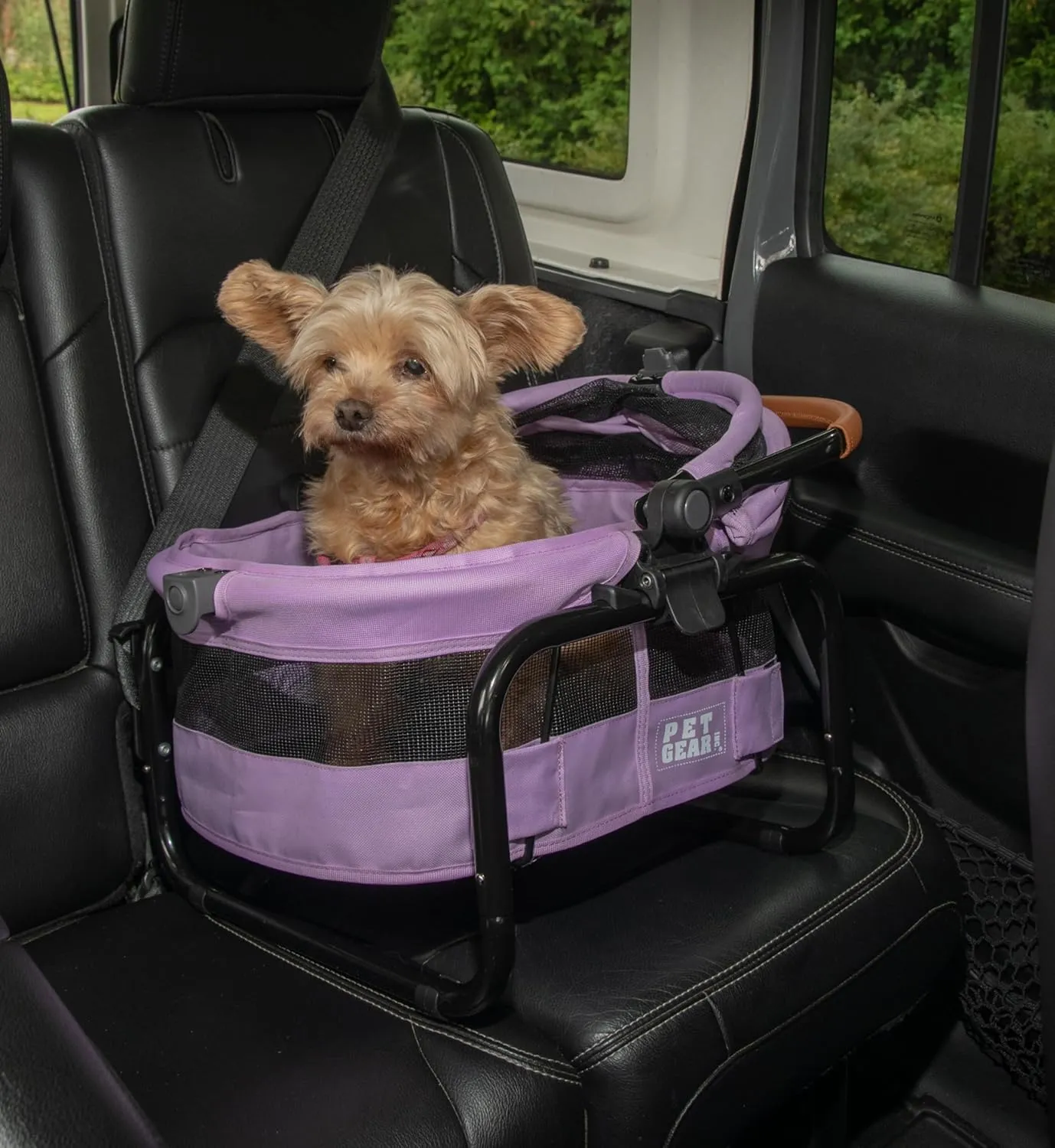 Pet Gear No-Zip View 360 Ultra Lite Pet Safety Carrier & Car Seat for Small Dogs & Cats Push Button Entry, 15", Larkspur