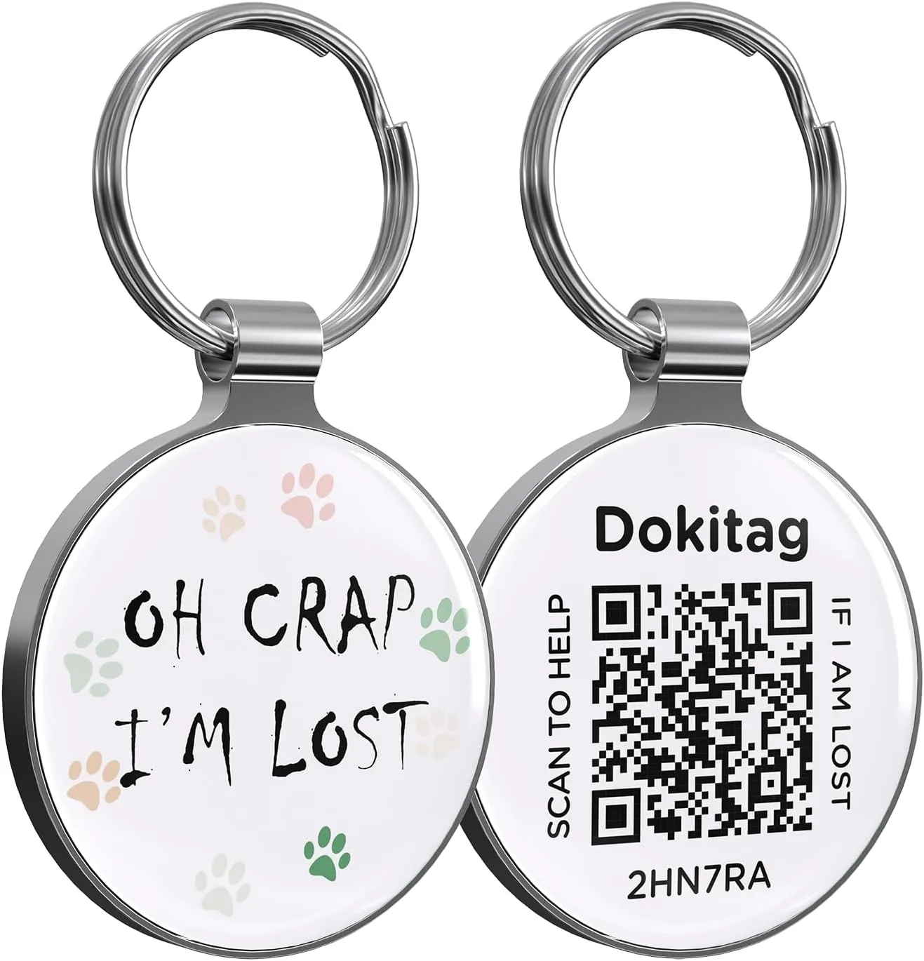Pet ID Tag, Online Profile - Scan QR, Receive Instant Pet Location Alert Email, Lightweight Zinc Alloy Dog Tag (Small)