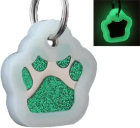 Pet ID Tags, Personalized Dog Tags and Cat Tags, Custom Engraved, Easy to Read, Cute Glitter Paw Pet Tag (Green   Silencer)