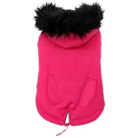 Pink Fur Hood Parka Dog Coat