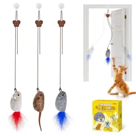 Potaroma Hanging Cat Mice Toys 3 Pcs with Squeaky Sound