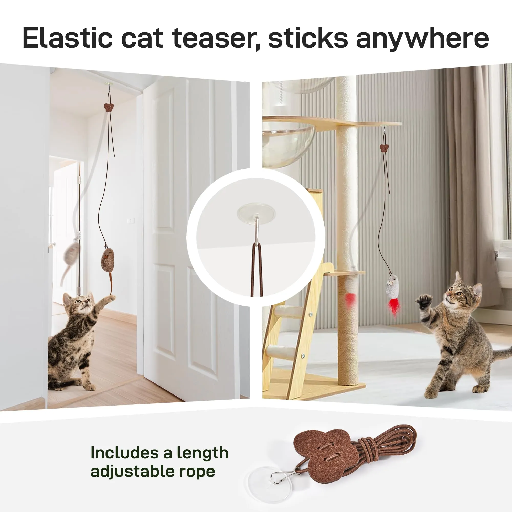 Potaroma Hanging Cat Mice Toys 3 Pcs with Squeaky Sound