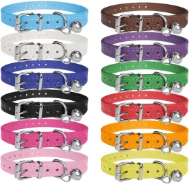 Puppy ID Collars Newborn Pet Collars - 12 Colors Identification Leather PU Dog Whelping Collars - Adjustable Leather Litter Collars Kitten Cat Collar with Bells Collars for Small Cat Kitten Puppy