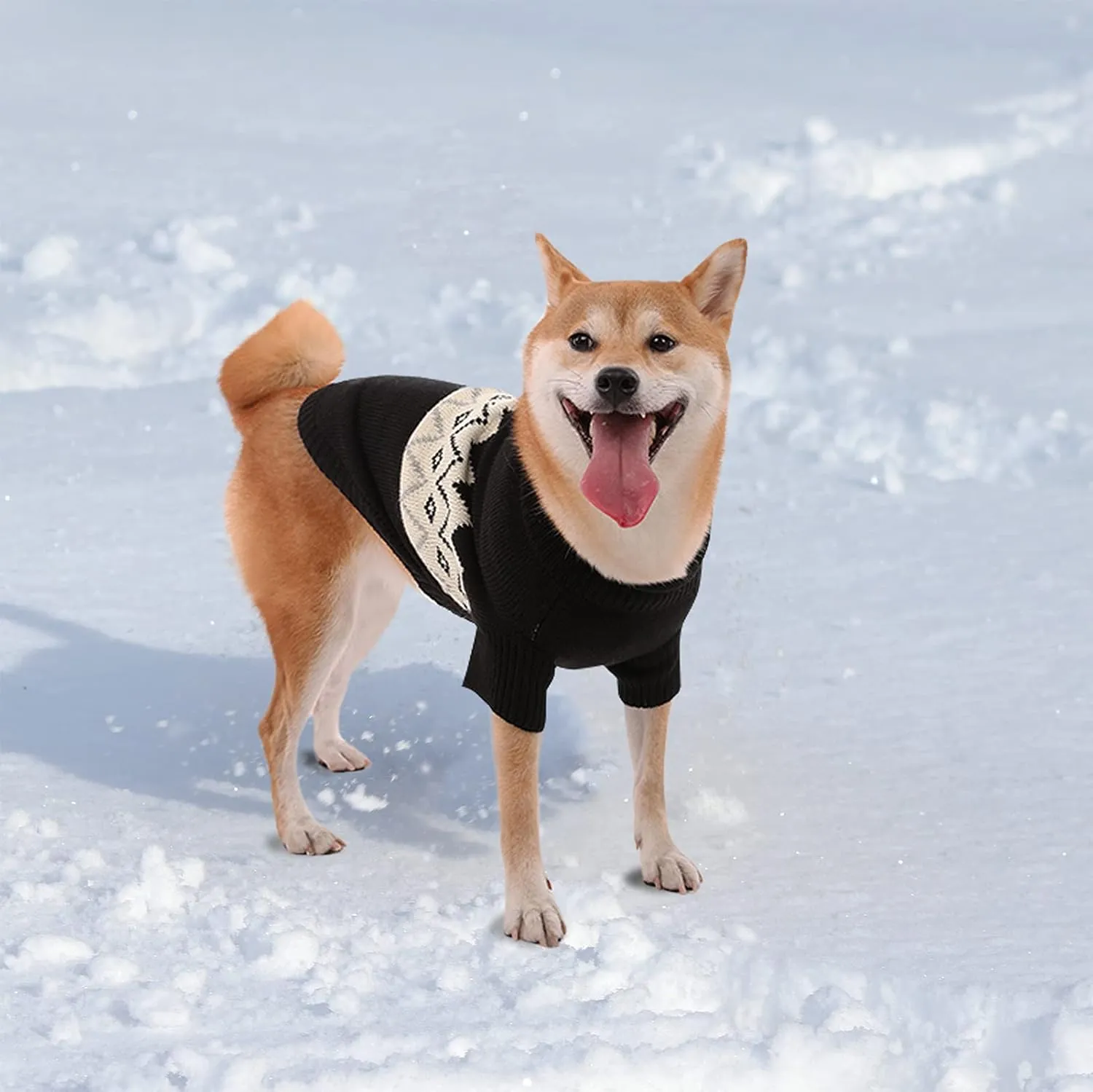 Queenmore Warm Dog Sweater, Soft Pet Knitwear, Knitted Pullover, Winter Pet Clothes for Small Medium Dogs Cats Blue