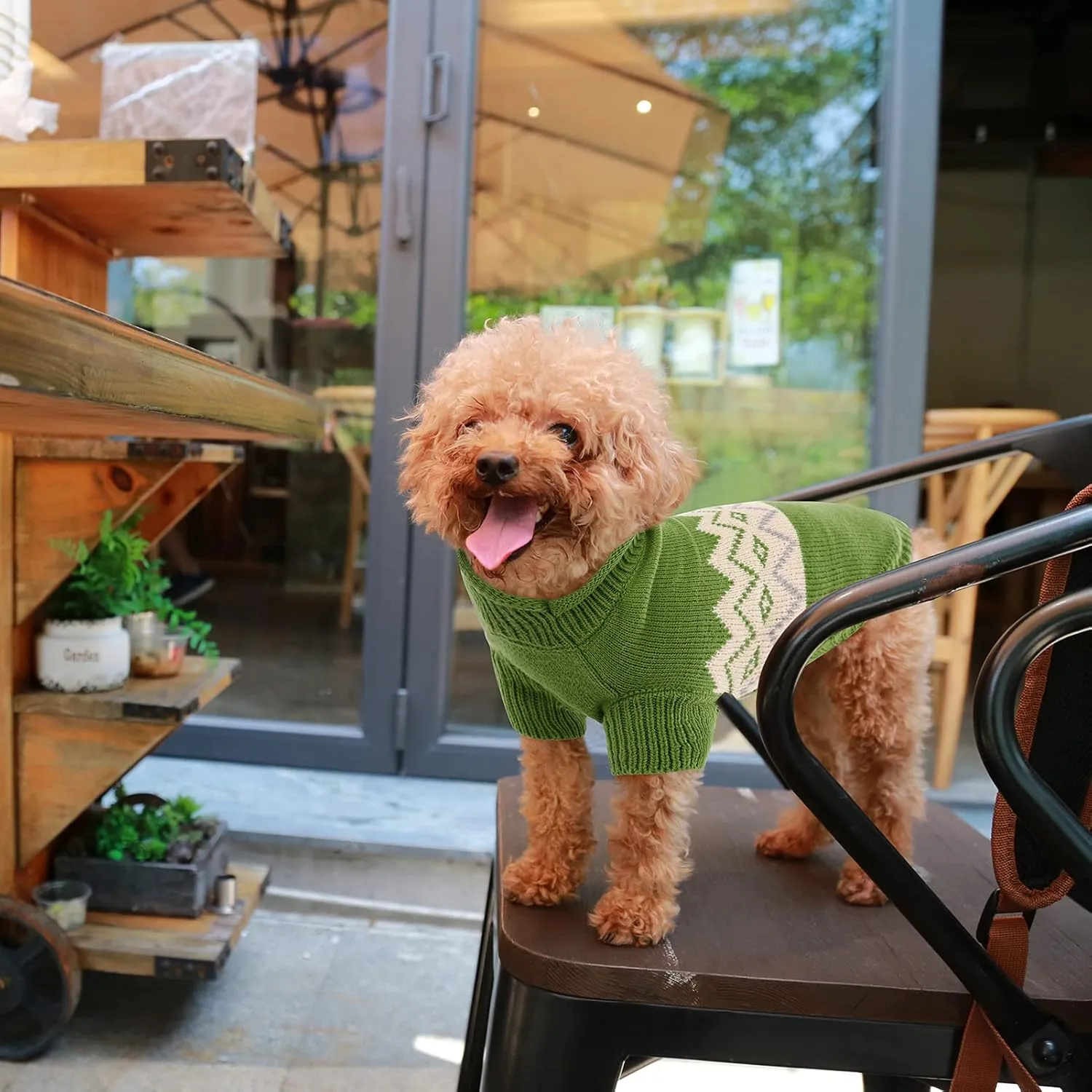 Queenmore Warm Dog Sweater, Soft Pet Knitwear, Knitted Pullover, Winter Pet Clothes for Small Medium Dogs Cats Blue
