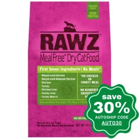Rawz - Dry Food For Cats - Meal Free Dehydrated Chicken, Turkey & Chicken Recipe - 7.8LB