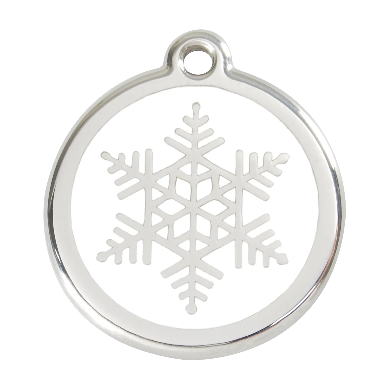 Red Dingo Stainless Steel & Enamel Snowflake Dog ID Tag