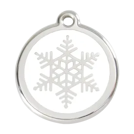 Red Dingo Stainless Steel & Enamel Snowflake Dog ID Tag