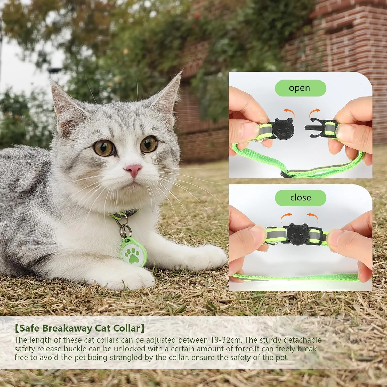 Reflective Cat Collar Breakaway with QR Code Tag for Girl Boy cat Name tag Kitten Collars with Bell Cat ID Tag Personalized Real-time scan alerts. (Pink)